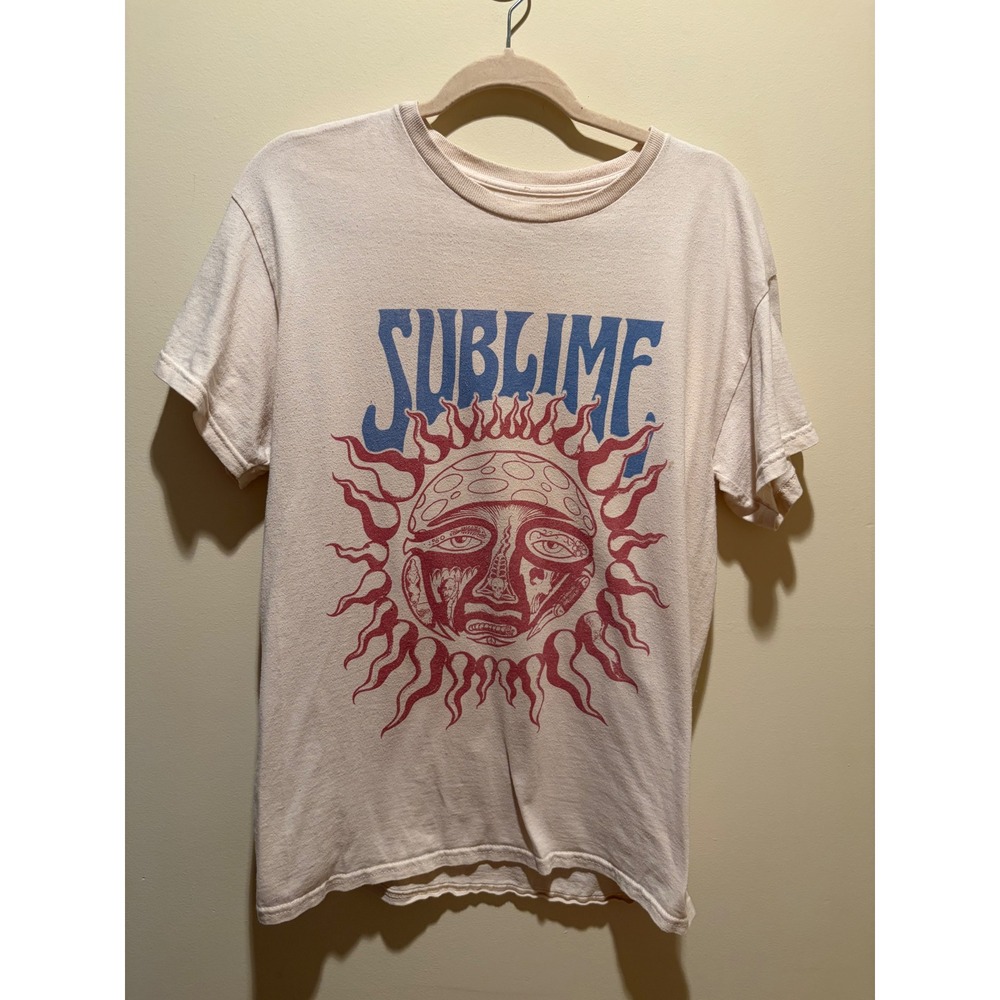 Sublime 1995 Summer Tour Graphic T-Shirt Sun Logo Cream Mens Medium